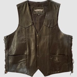 Harley style biker leather vest motorcycle wear men’s size 44 large like new